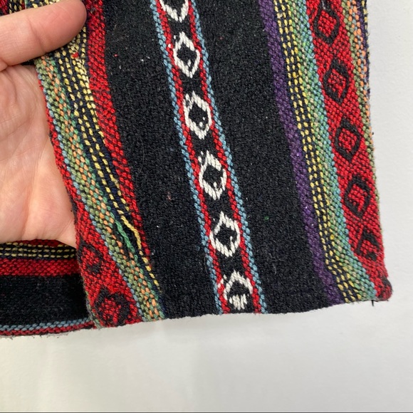 Vintage Hand Woven Baja Hoodie Multicolour Tapestry Wood Toggles Boho Hippie S - Picture 6 of 14